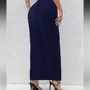 Elegant Navy Blue bodyconWomen's maxi Skirt